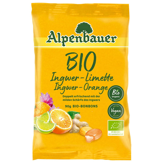 Био бонбони с джинджифил, лайм и портокал 90г